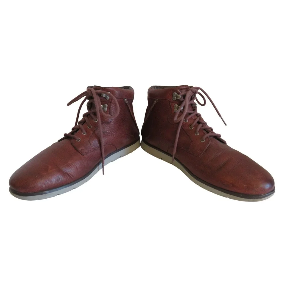 UGG Harvin Treadlite Mens Burgundy Leather Chukka Boots Size 10
